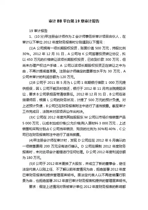 审计BB平台第19章审计报告