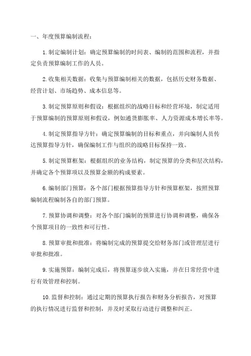 年度预算编制流程怎样编制年度预算and预算编制工作流程