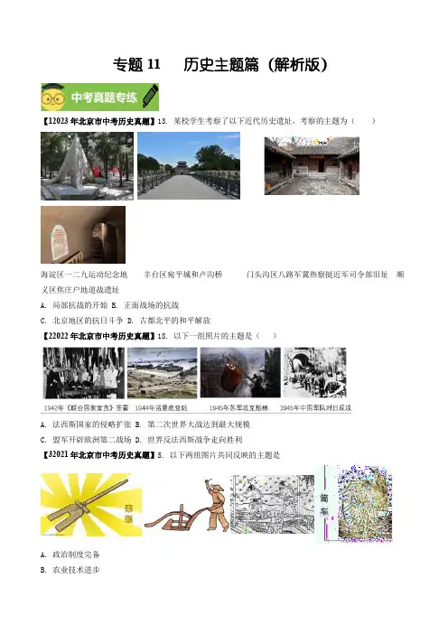 专题10历史主题篇(原卷版)