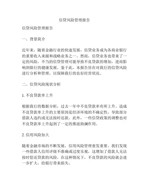 信贷风险管理报告