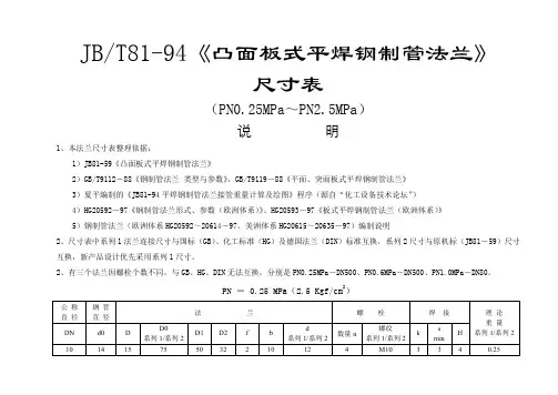JB81-94法兰尺寸表全