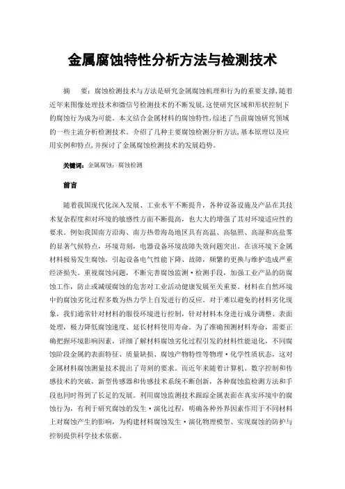 金属腐蚀特性分析方法与检测技术