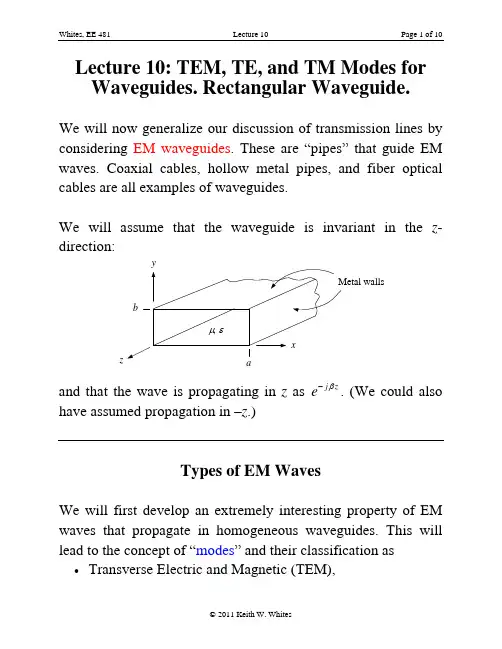 TEM,TE AND TM MODES FOR WAVEGUIDES,RECTANGULAR WAVEGUIDE