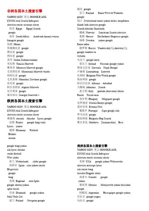 全球各国本土搜索引擎