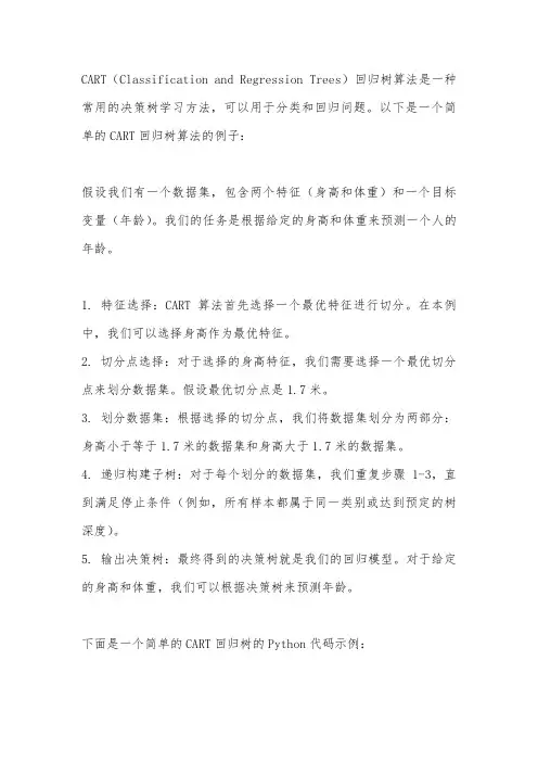 cart回归树算法例题