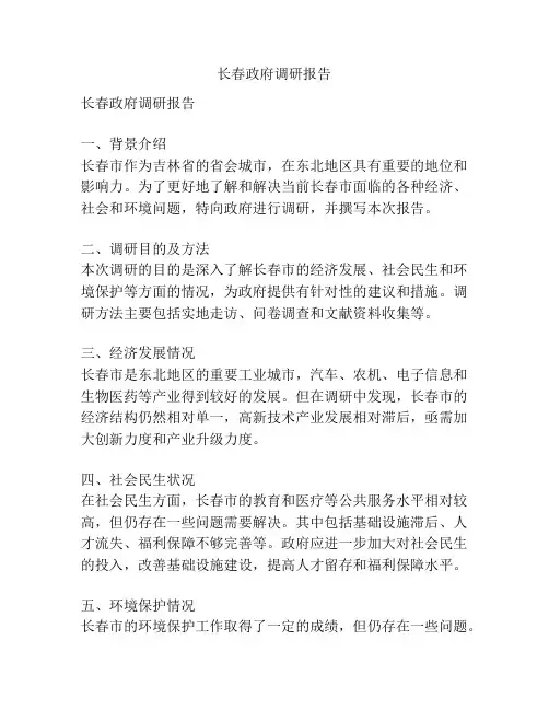 长春政府调研报告