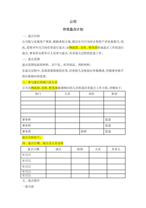 审计存货盘点计划