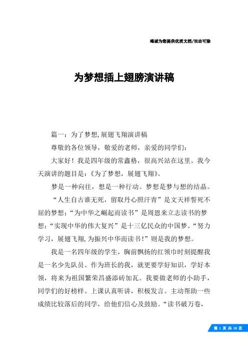 为梦想插上翅膀演讲稿