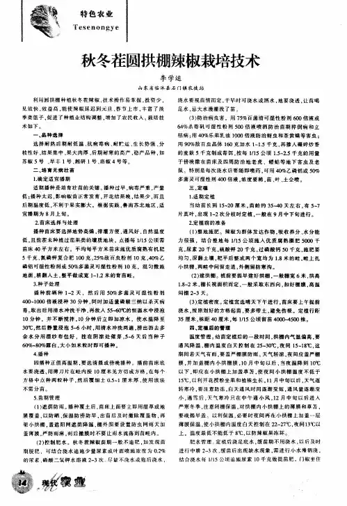 秋冬茬圆拱棚辣椒栽培技术