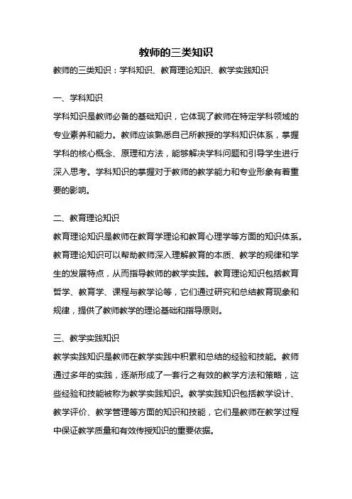 教师的三类知识