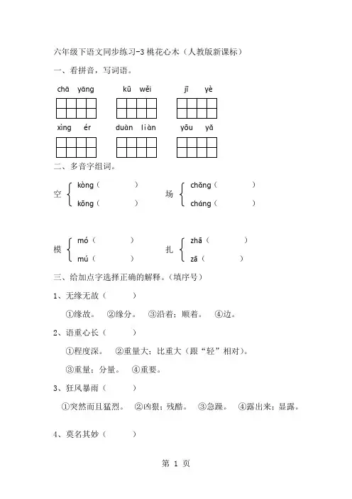 六年级下语文同步练习-桃花心木_人教新课标