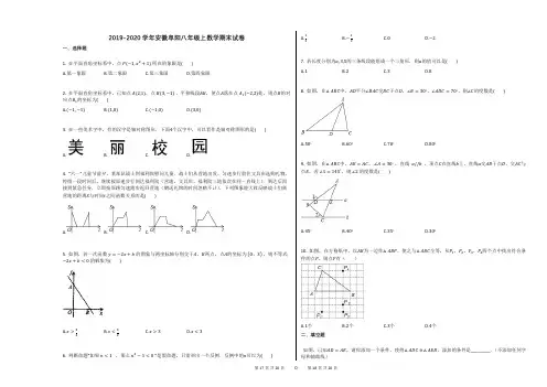 2019-2020学年安徽阜阳八年级上数学期末试卷 (1)