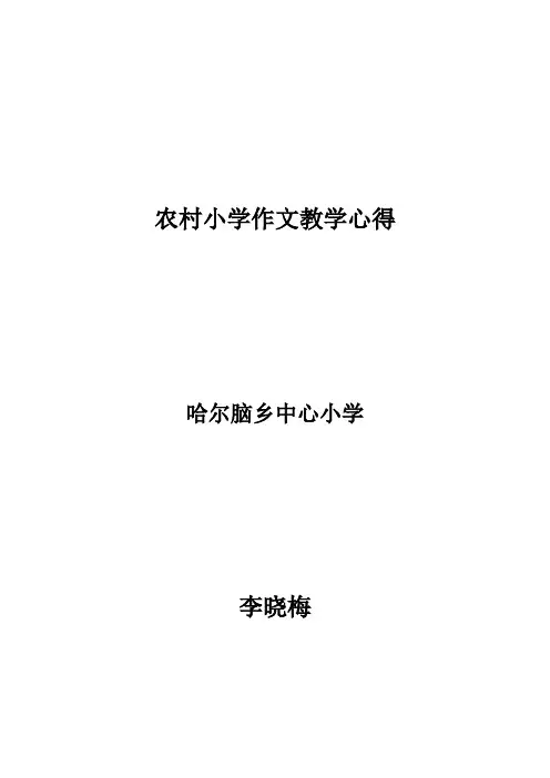 农村小学作文教学心得