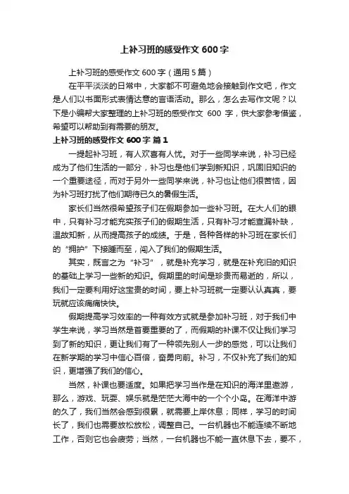 上补习班的感受作文600字