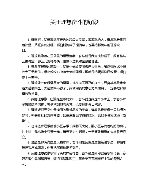 关于理想奋斗的好段