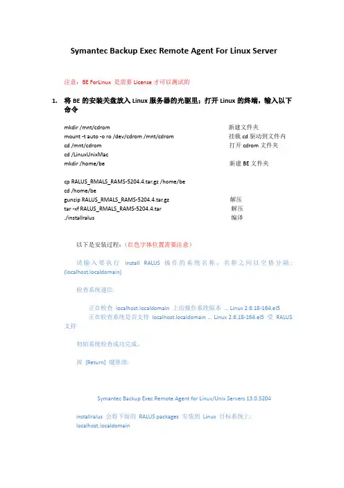 Linux 平台下Symantec BACKUP exec 备份