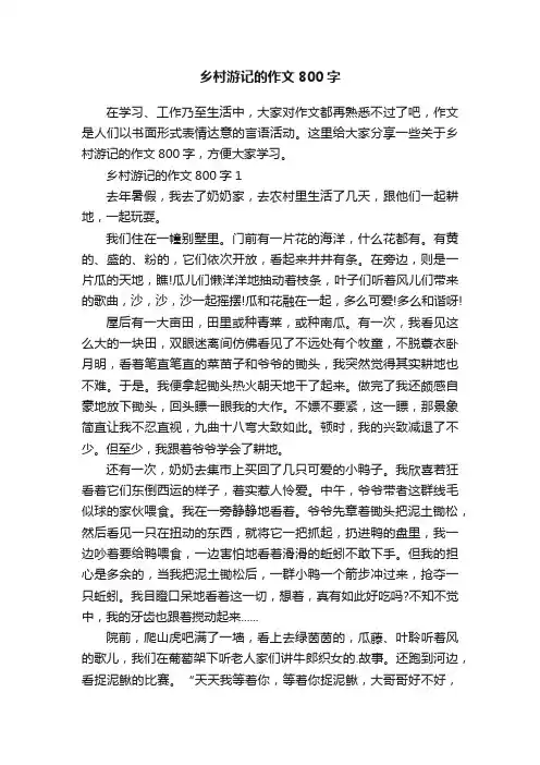 乡村游记的作文800字