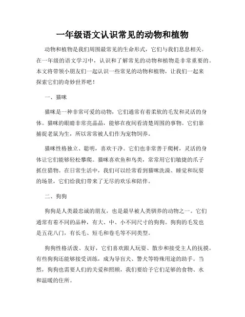 一年级语文认识常见的动物和植物