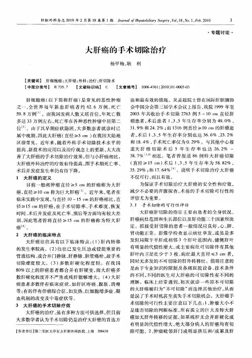 大肝癌的手术切除治疗