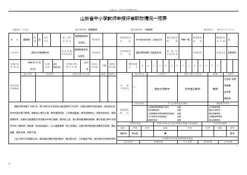 山东省中小学师申报评审职称情况一览表