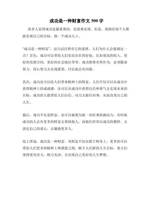 成功是一种财富作文500字