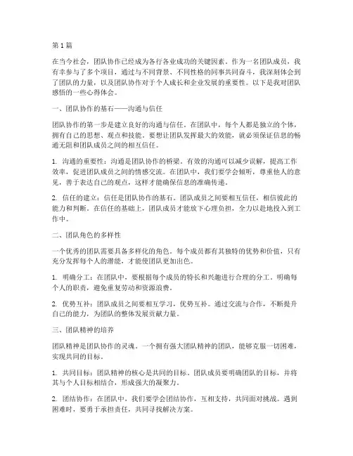 团队感悟心得体会范文(3篇)