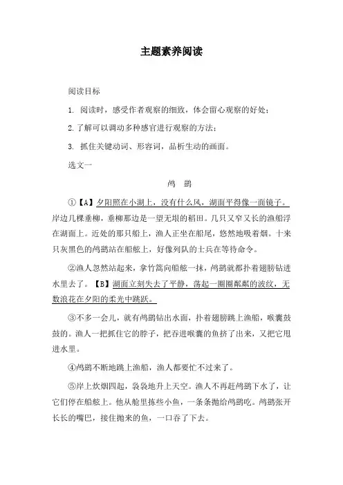 部编版语文三年级上册第5单元  主题素养阅读训练(含答案)
