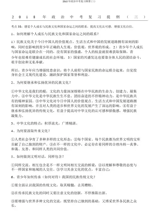 2018年政治中考复习提纲(三)