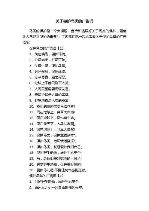 关于保护鸟类的广告词