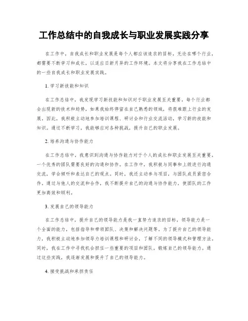 工作总结中的自我成长与职业发展实践分享