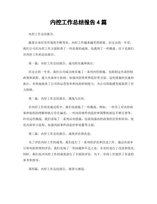 内控工作总结报告4篇