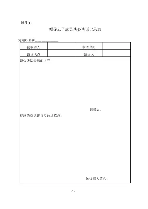 领导班子成员谈心谈话记录表