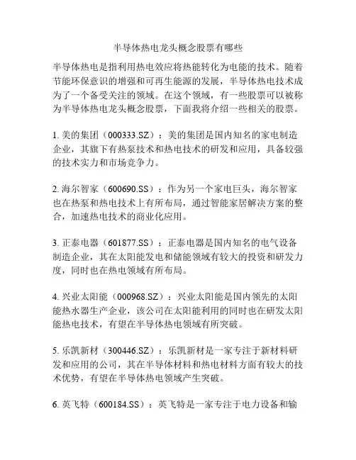 半导体热电龙头概念股票有哪些