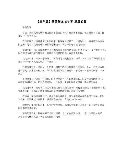 【三年级】雾的作文300字 清晨的雾