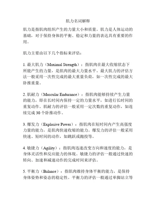 肌力名词解释
