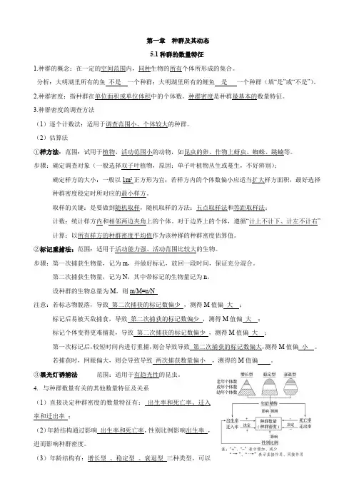 高中生物选择性必修2第一章种群、第二章群落知识点