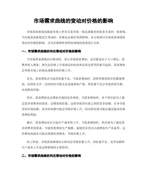 市场需求曲线的变动对价格的影响