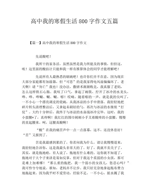 高中我的寒假生活800字作文五篇