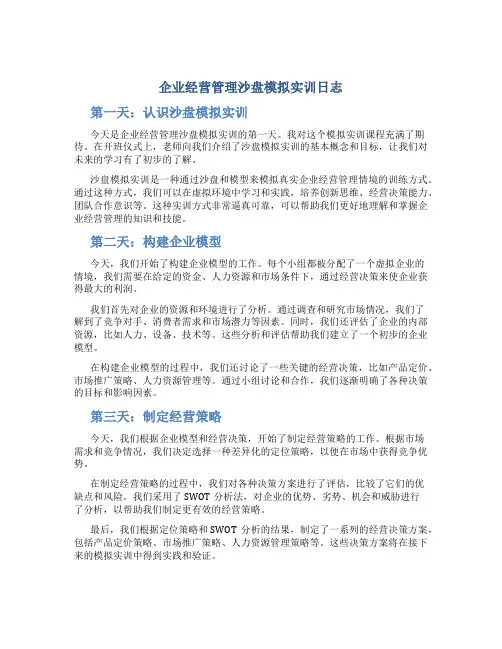 企业经营管理沙盘模拟实训日志