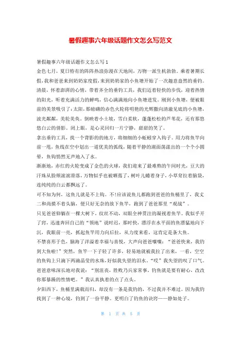 暑假趣事六年级话题作文怎么写范文