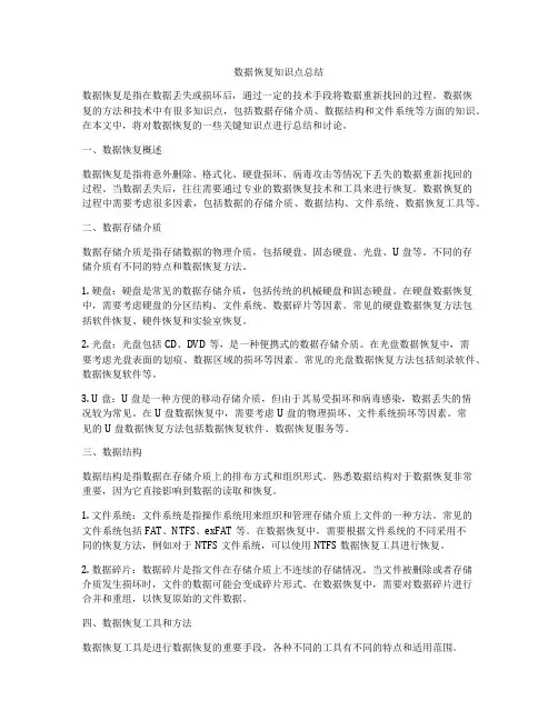 数据恢复知识点总结