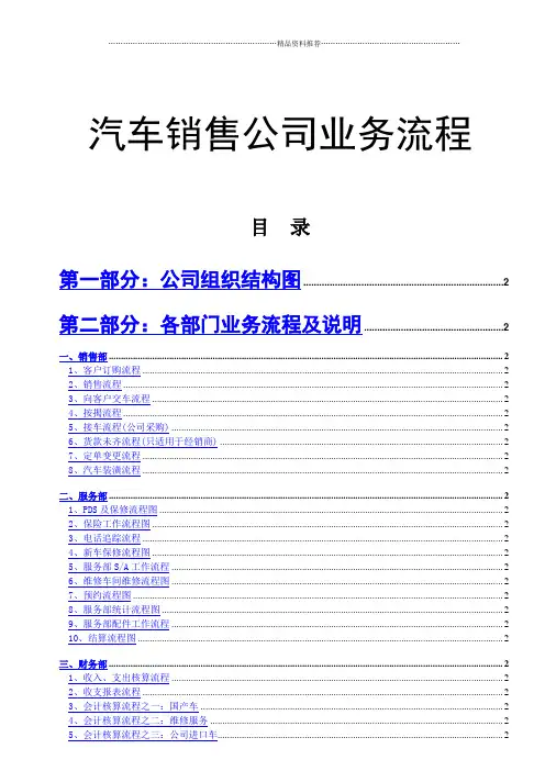 知名汽车销售公司业务流程