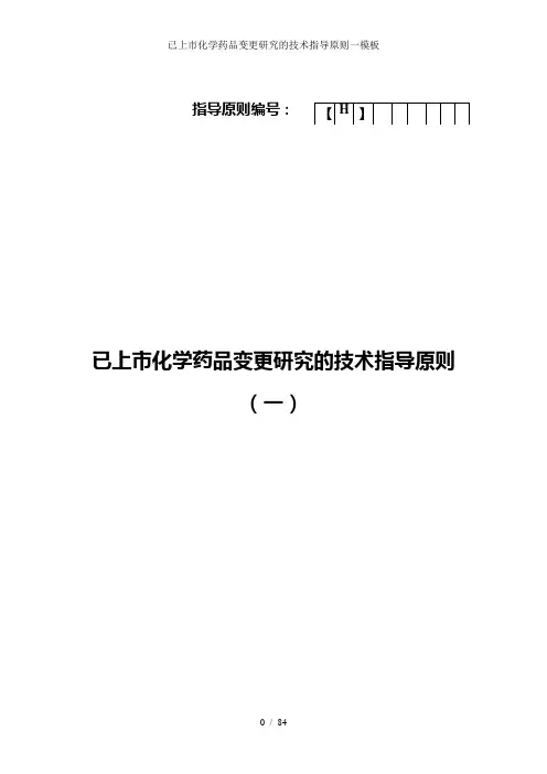已上市化学药品变更研究的技术指导原则一模板