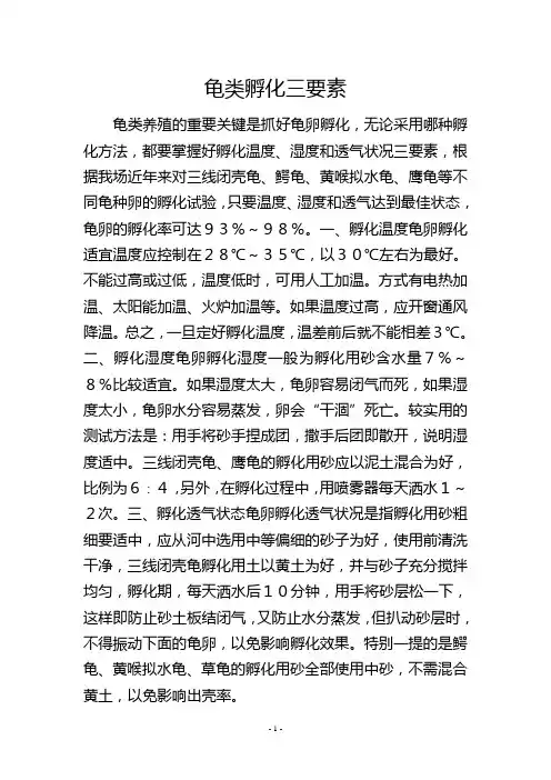 龟类孵化三要素