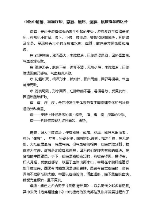 中医中疥癣、痈疽疔疖、癥瘕、瘰疬、瘿瘤、痰核概念的区分
