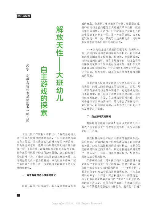 解放天性——大班幼儿自主游戏的探索