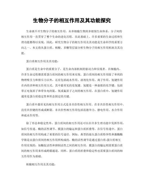生物分子的相互作用及其功能探究