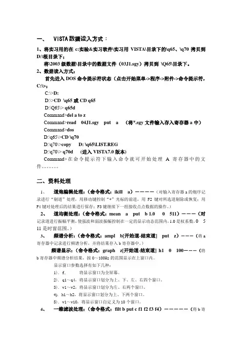 VISTA地震处理实习步骤