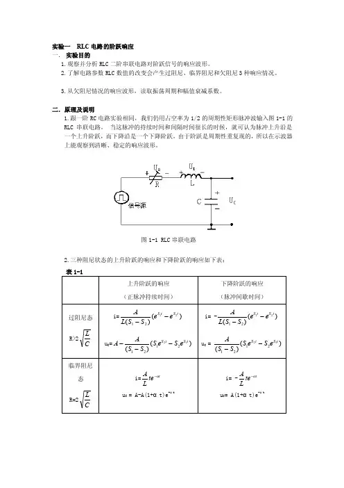 RLC电路的阶跃响应