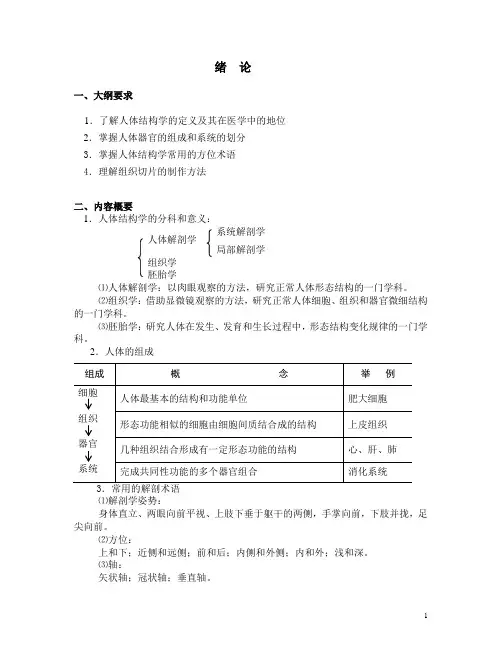 绪论--人体结构学